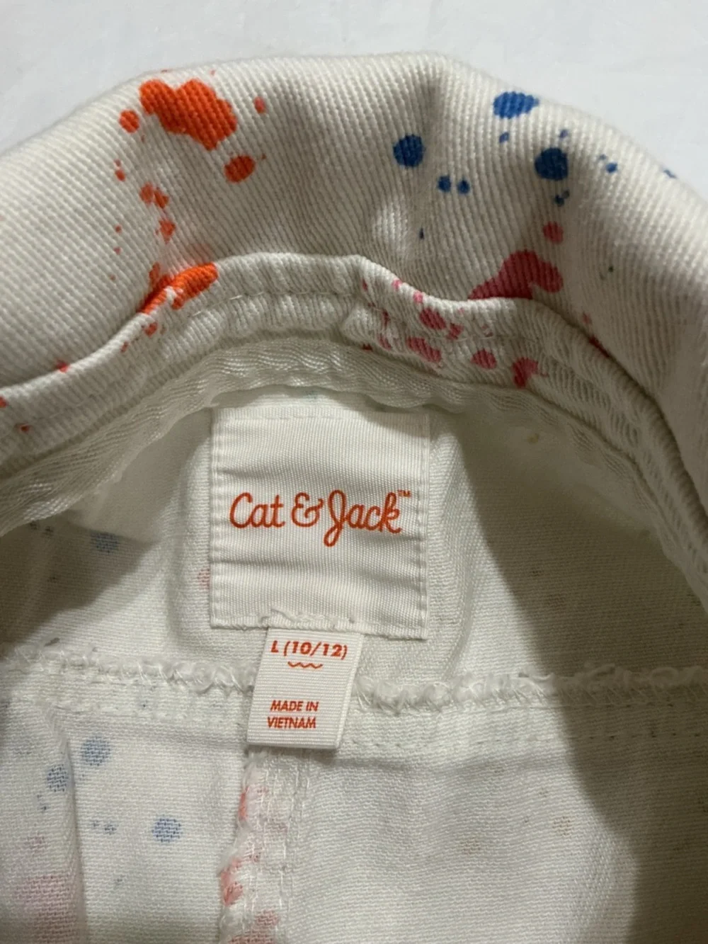 Cat & Jack girl’s Cropped denim paint splatter jacket LG 10/12